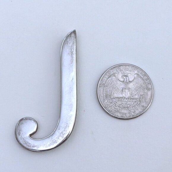 Vintage Designer Meryl Waitz Sterling Silver 925 J "J" Letter Initial Brooch Pin - Picture 2 of 8